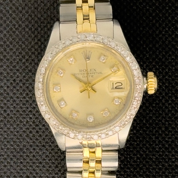 69173 Rolex Date 26mm Gold and Silver Women\'s Watch